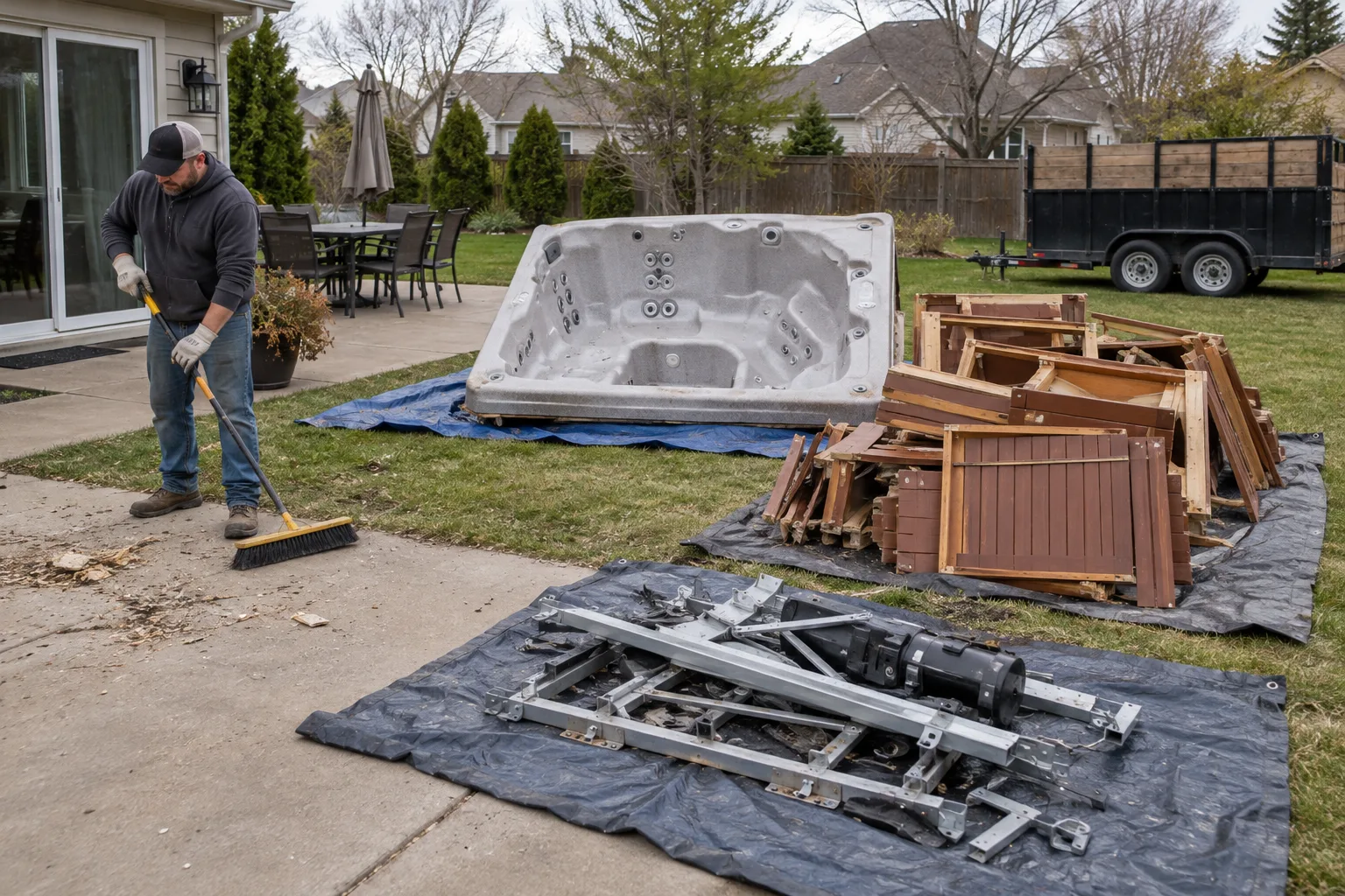 Hot Tub Demolition service scene